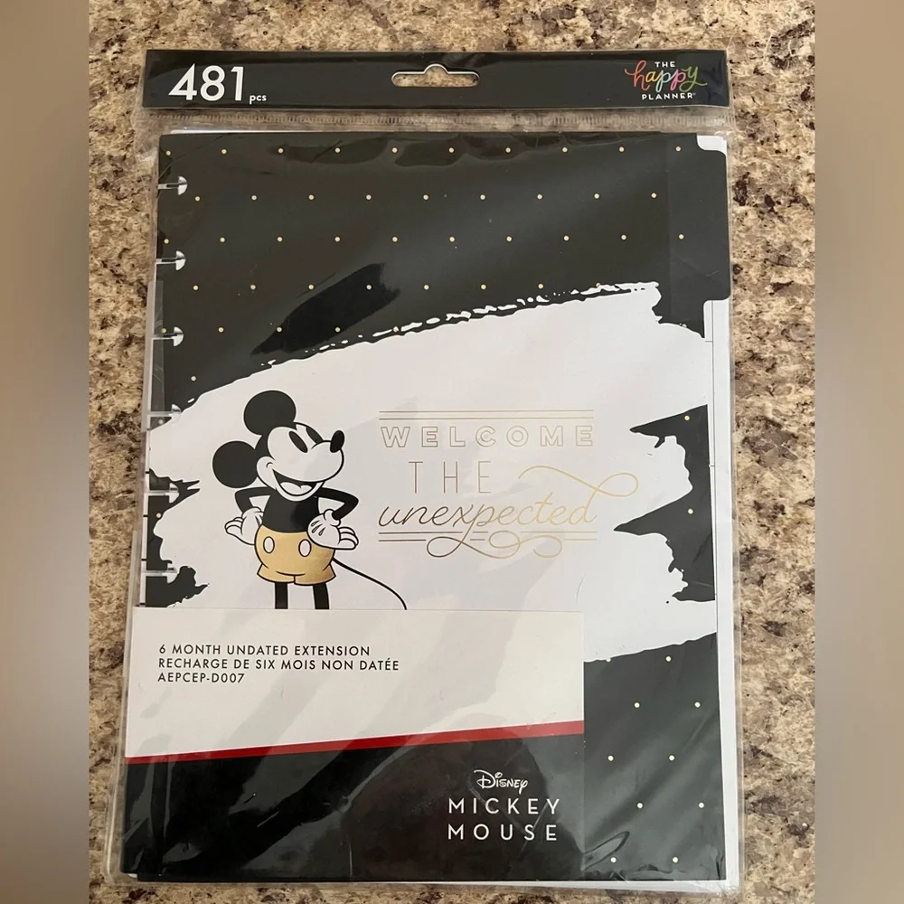 Disney Mickey Mouse Happy Planner Extension with Black, White, and Gold